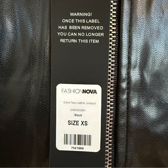 NWT Fashion Nova Dolce Faux Leather Embellished Jumpsuit Women’s Size XS - Picture 16 of 16